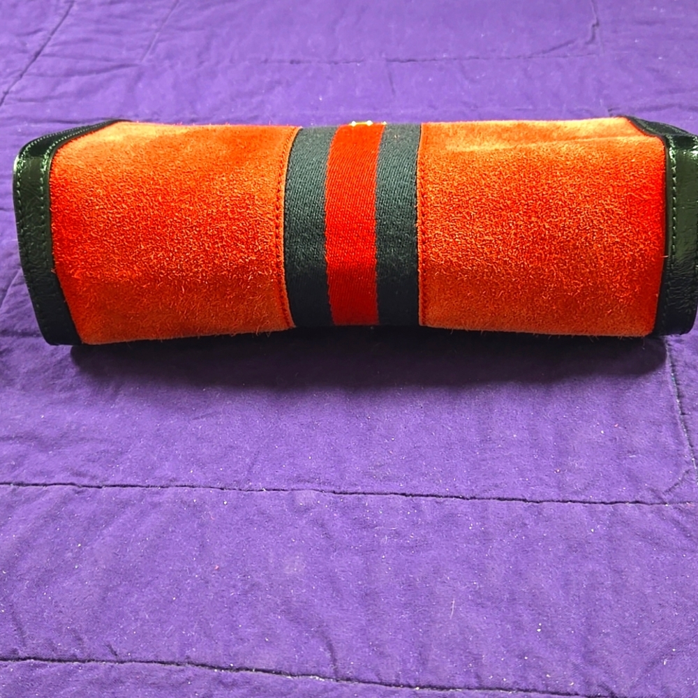 GUCCI RED SUEDE BLACK LEATHER OPHIDIA SMALL SHOULDER/CROSSBODY BAG - Picture 5 of 13